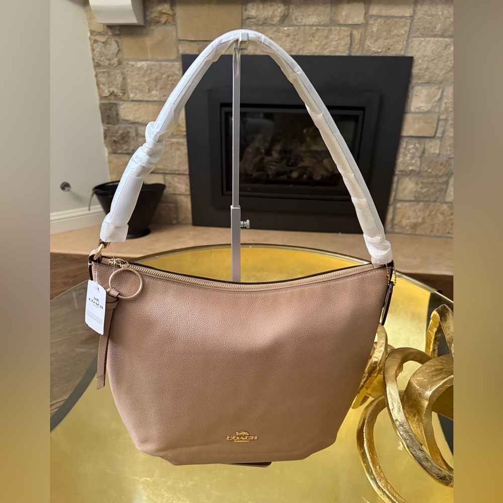 Coach Taupe Pebbled Leather Skyler Shoulder Bag